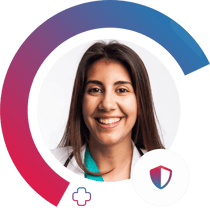 doctora mirando hacia al frente en la plataforma medica doctoranytime